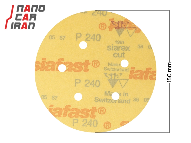 سنباده سایز ۱۵۰ میلی‌ متری ( ۶ اینچ ) سیا درجه زبری P240